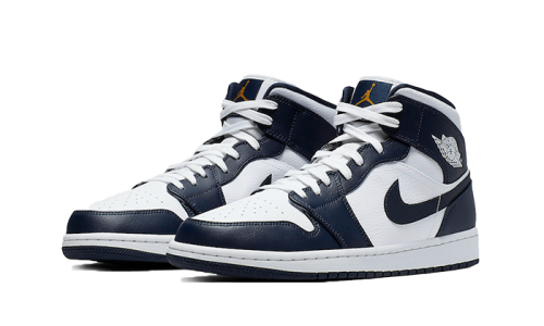 Alternative view of Air Jordan 1 Mid White Metallic Gold Obsidian