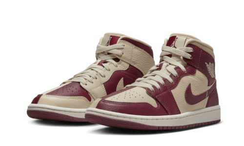 Alternative view of Air Jordan 1 Mid Split Beach Cherrywood Red