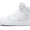 Air Jordan 1 Mid Triple White Patent Swoosh