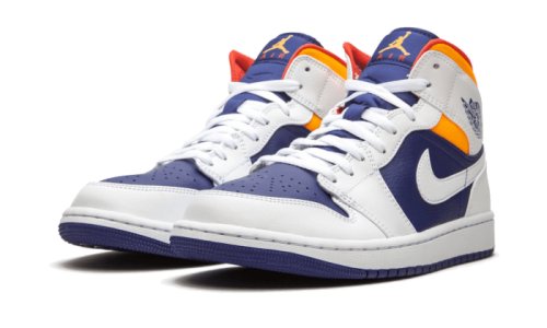 Alternative view of Air Jordan 1 Mid White Laser Orange Deep Royal Blue